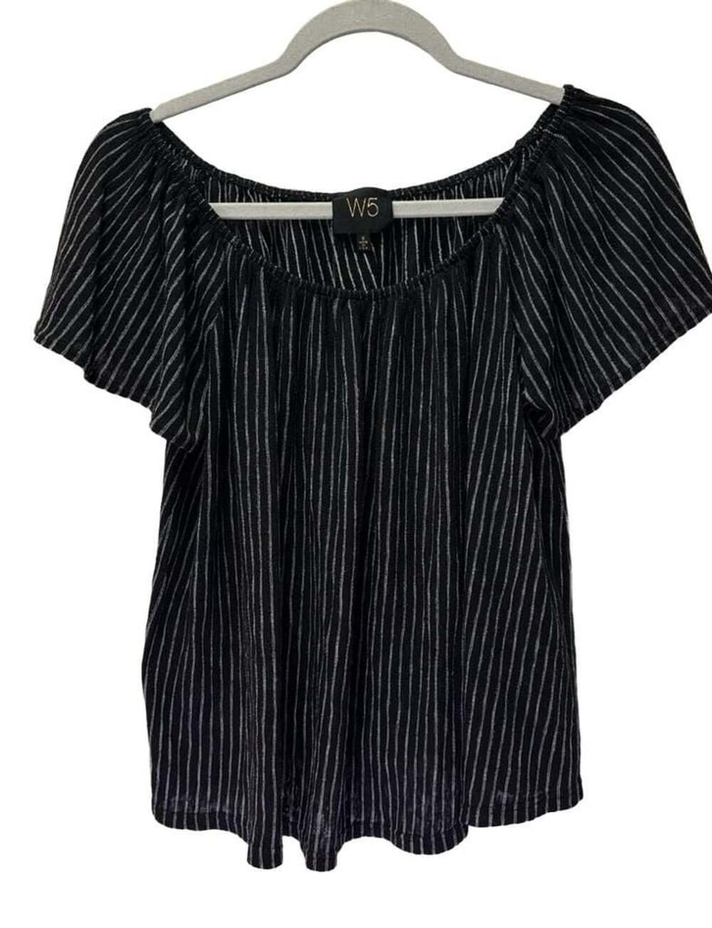 W5 Black Striped Short Sleeve Top Size S